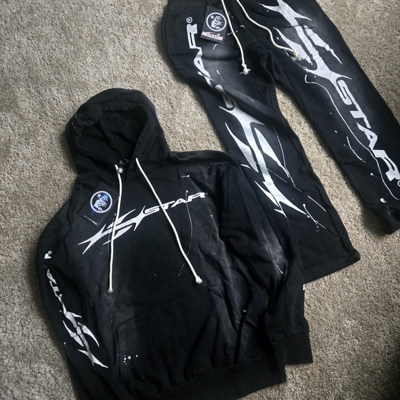 Black and White Graphic Hoodie and Joggers Set
